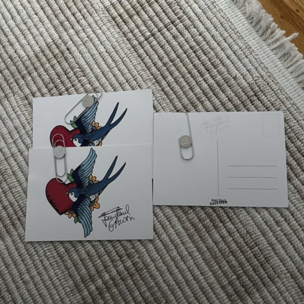 x3 Jean Paul Gaultier Post cards Tatooed w/logo paperclip